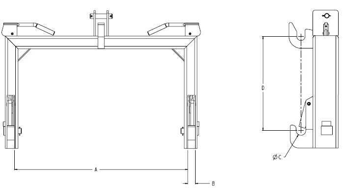 John Deere iMatch Quick Hitch dimensions