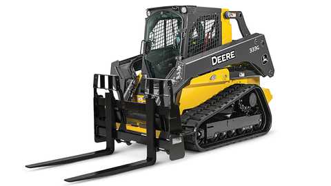 John Deere track loader with pallet forks attachment