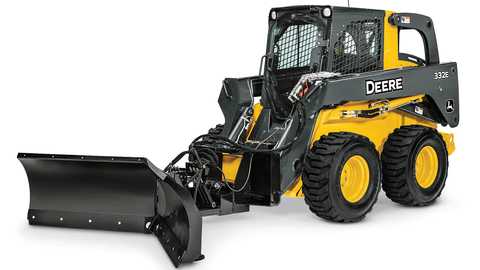 John Deere skid steer with snow blade attachment